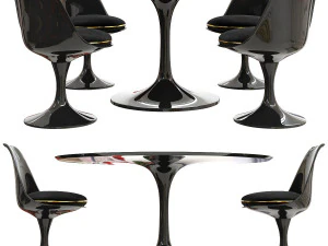 saarinen tulip table chairs 3D Model