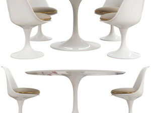 saarinen tulip table chairs 3D 模型