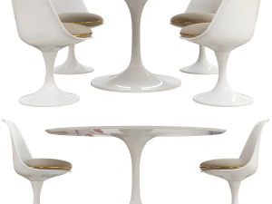 saarinen tulip table chairs 3D Model