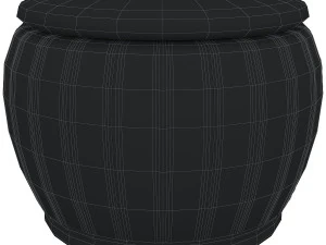 pouf contenitore rotondo in legno tessuto di terence 3D Model