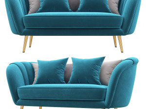 deals on alexandrea velvet flared arm loveseat Modelo 3D