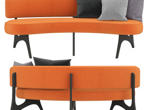 kagan style floating curved sofa 3D Модель