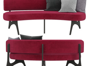 kagan style floating curved sofa Model 3D