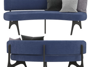 kagan style floating curved sofa Model 3D