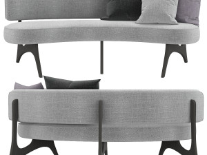 kagan style floating curved sofa Model 3D