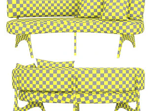 kagan style floating curved sofa 3D Model