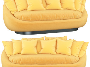 stylish blue sofa rattan ceiling 3D Model