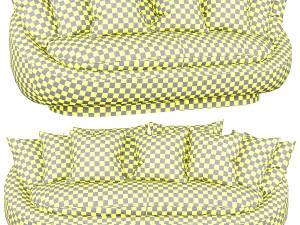 stylish blue sofa rattan ceiling 3D Model