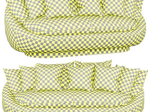 stylish blue sofa rattan ceiling 3D Model