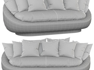 stylish blue sofa rattan ceiling 3D Model