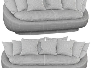 stylish blue sofa rattan ceiling 3D Model