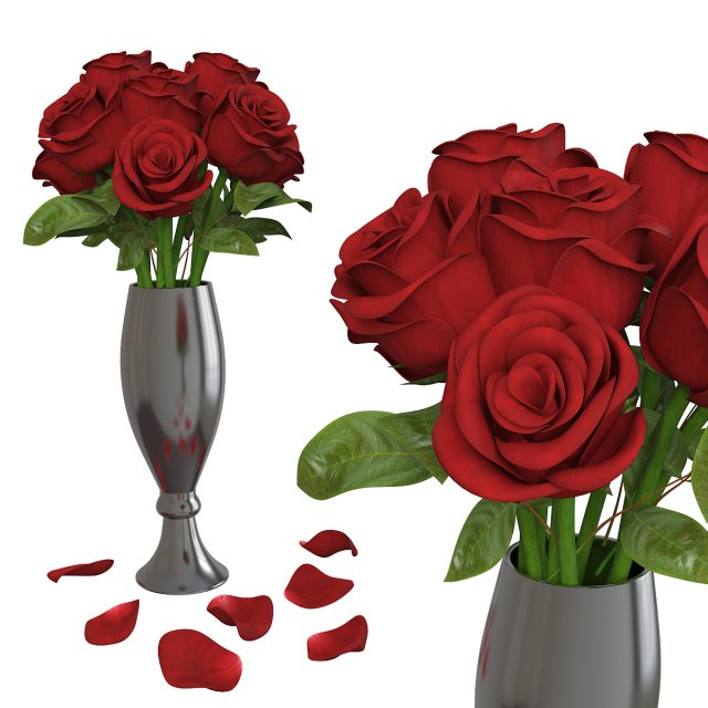 rose flowers 3D Модель .c4d .max .obj .3ds .fbx .stl .blend 
