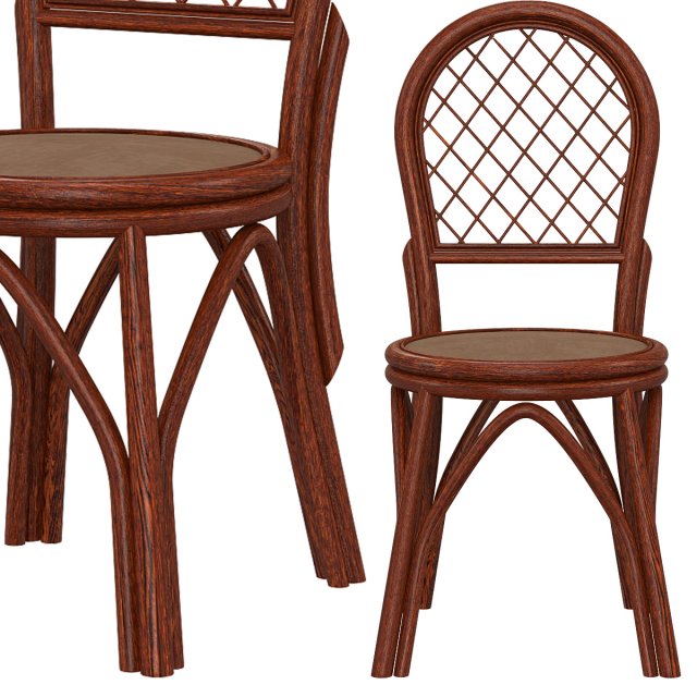 wicker-rattan-wooden-rattan-dining-chair 3D Model .c4d .max .obj .3ds .fbx .stl .blend 