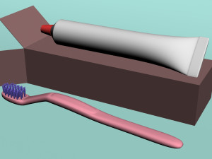 tooth-paste tube tooth-brush 3Dモデル