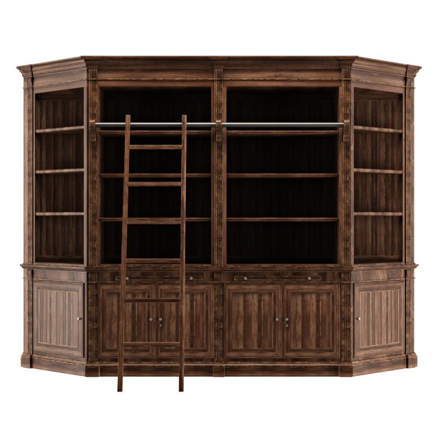 bookcase for library 3D Model .c4d .max .obj .3ds .fbx .stl .blend 