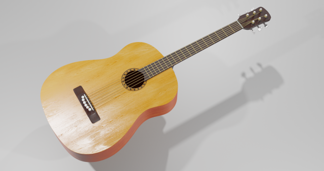 acoustic guitar 3D Model .c4d .max .obj .3ds .fbx .stl .blend 