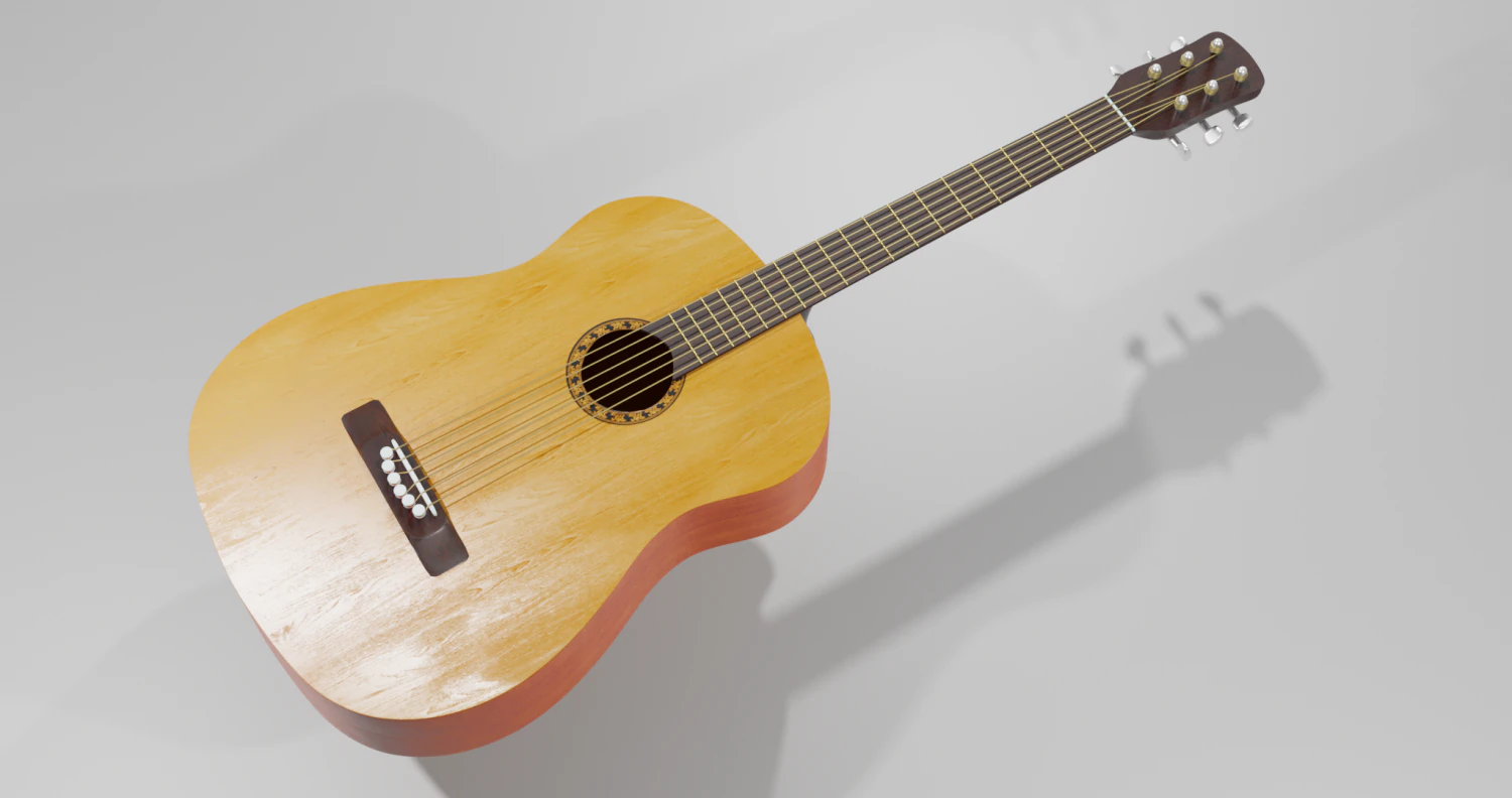 acoustic guitar 3D Model .c4d .max .obj .3ds .fbx .stl .blend