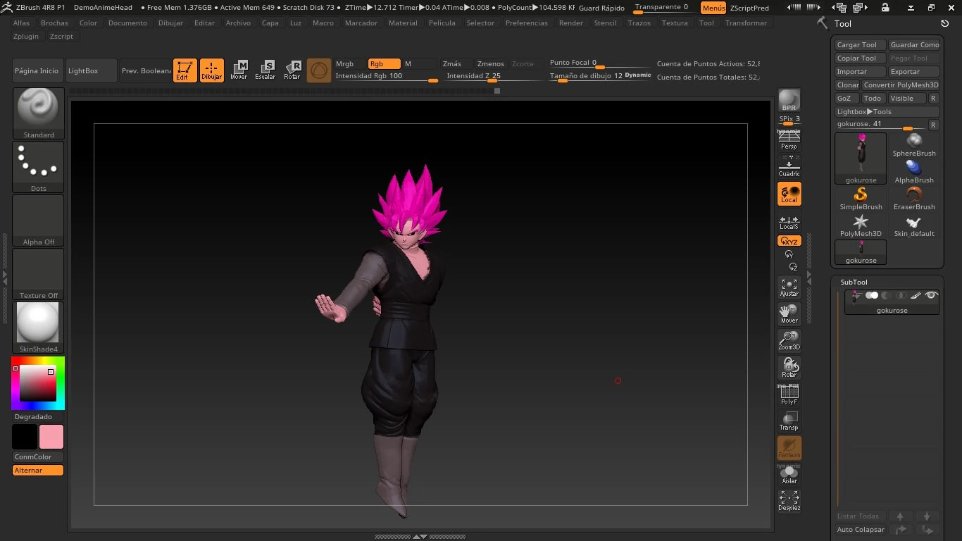 black goku rose 3D Print Model .c4d .max .obj .3ds .fbx .stl .blend