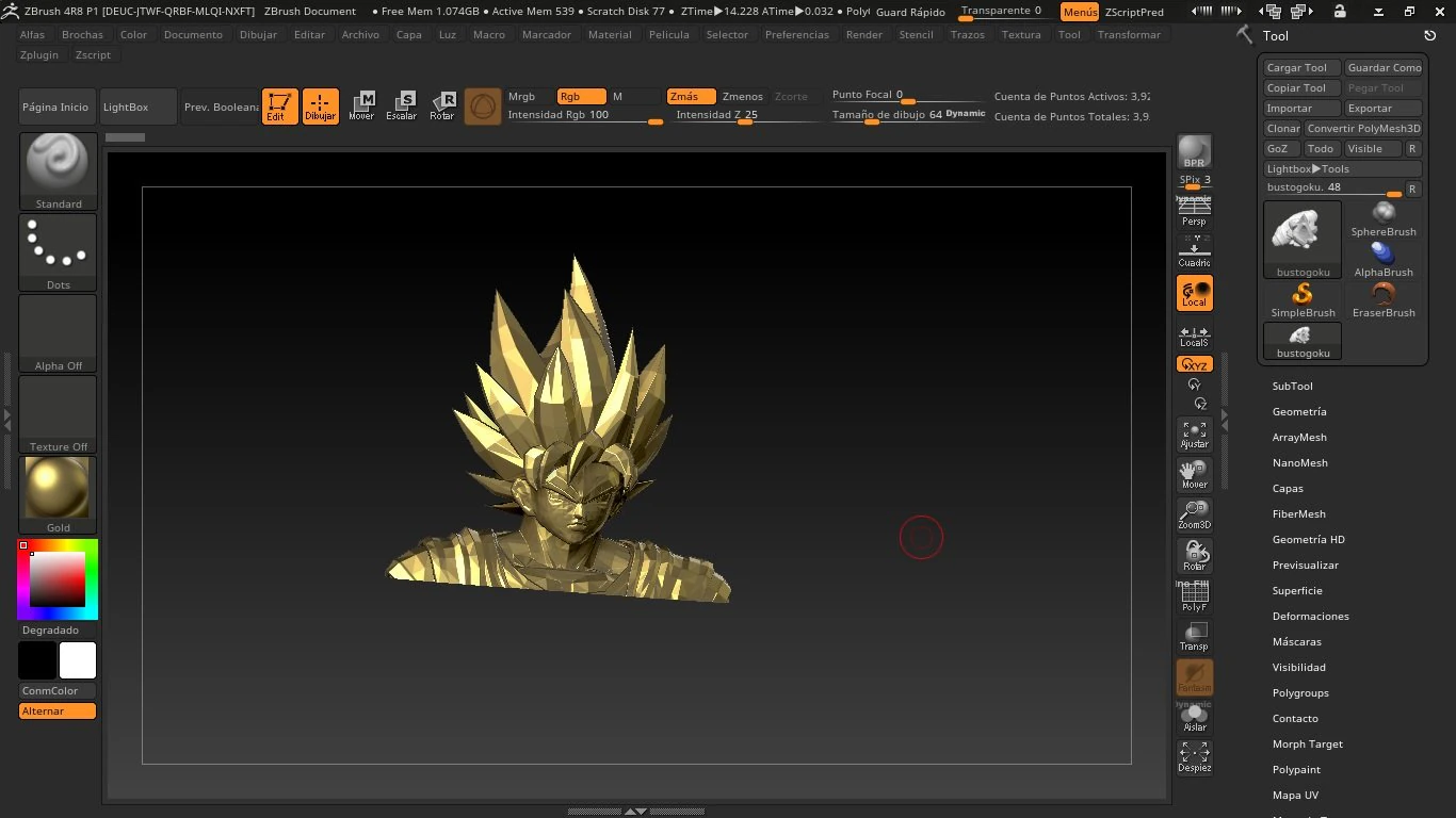 busto goku 3D Print Model .c4d .max .obj .3ds .fbx .stl .blend 