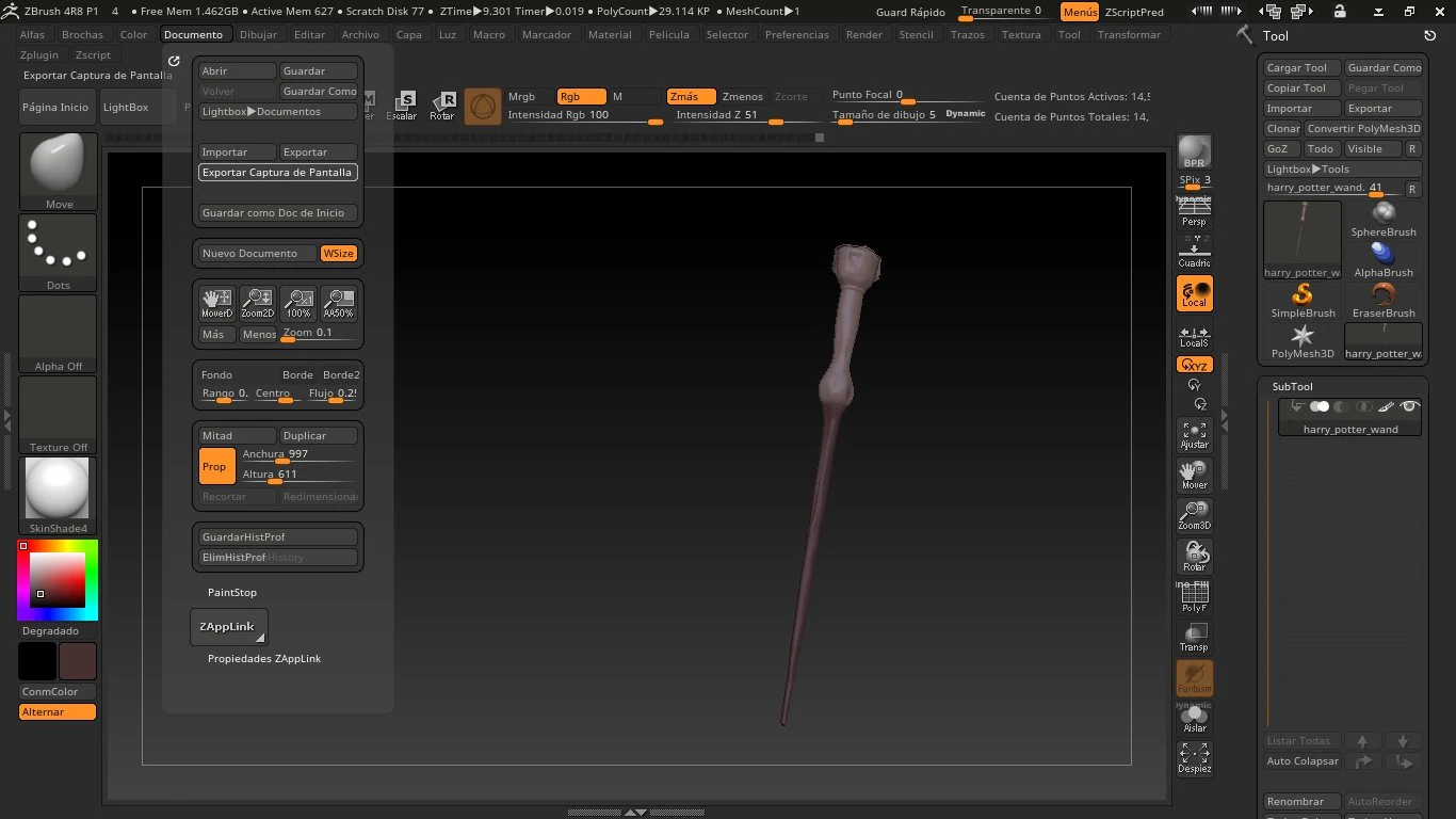varita harry potter 3D Print Model .c4d .max .obj .3ds .fbx .stl .blend 
