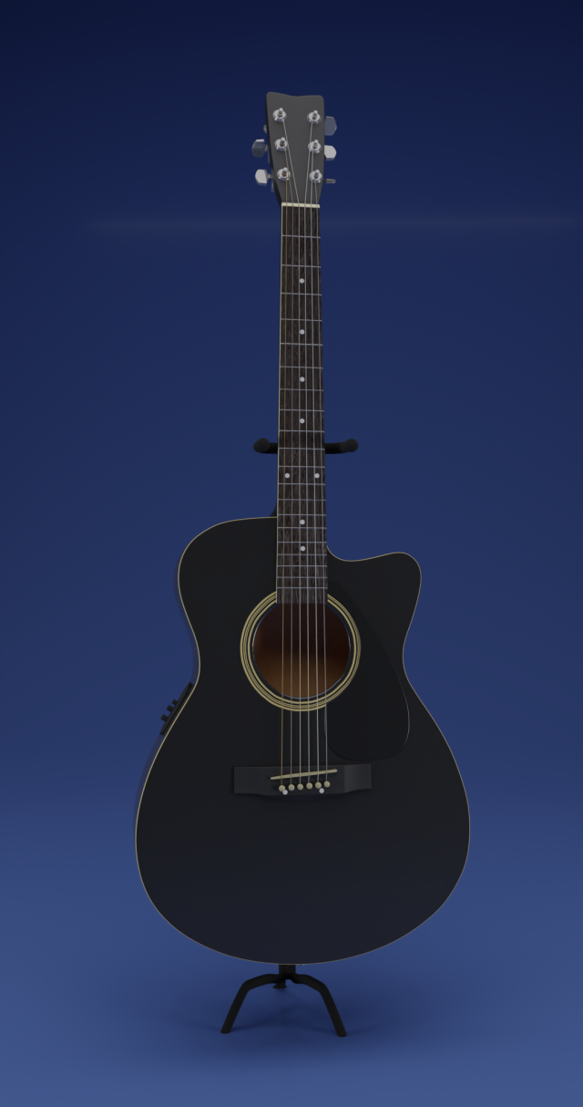black electric guitar Modelo 3D .c4d .max .obj .3ds .fbx .stl .blend 