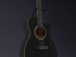 black electric guitar 3D Model