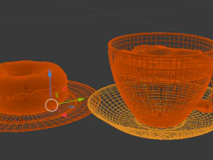 donut and cup coffee 3D Model