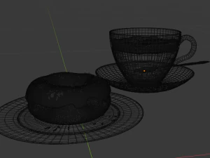 donut and cup coffee 3D Model
