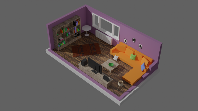 low-poly interior 3D 모델 .c4d .max .obj .3ds .fbx .stl .blend 