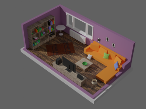 low-poly interior 3D Model