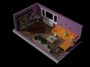 low-poly interior 3D 모델