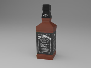 low poly set of 4 bottles Modelo 3D
