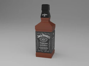conjunto low poly de 4 garrafas Modelo 3D