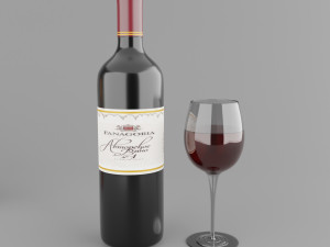 high poly set of 4 bottles with glasses 3D Model