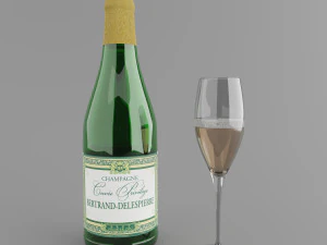 high poly set bottles with glasses 3D Model