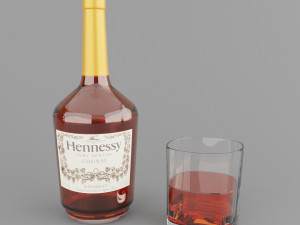 high poly set bottles with glasses Model 3D