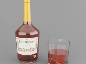 high poly set bottles with glasses 3D Model