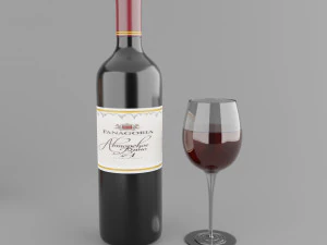 high poly set bottles with glasses 3D Model