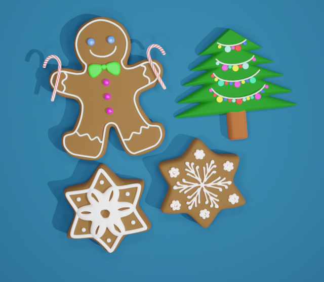 christmas sweets 3D Model .c4d .max .obj .3ds .fbx .stl .blend 