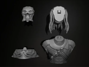 predator bust figurine 3d printing assembly 3D Print Model