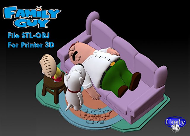 family guy griffin model printing miniature assembly file stl-obj for 3d printing fdm-fff dlp-sla- 3D Модель .c4d .max .obj .3ds .fbx .stl .blend 