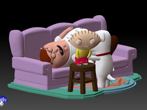 family guy griffin model printing miniature assembly file stl-obj for 3d printing fdm-fff dlp-sla- 3D Модель