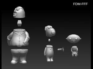 family guy griffin model printing miniature assembly file stl-obj for 3d printing fdm-fff dlp-sla- 3D Model