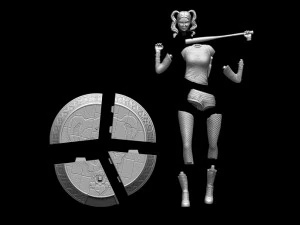 harley quinn suicide squad model printing miniature assembly file stl-obj for 3d printing two size 1 3D Print Model