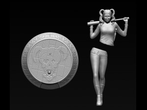 harley quinn suicide squad model printing miniature assembly file stl-obj for 3d printing two size 1 3Dプリントモデル