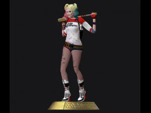 harley quinn suicide squad model printing miniature assembly file stl-obj for 3d printing two size 1 3D Print Model
