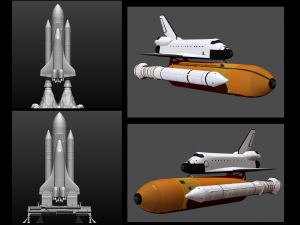 space shuttle file stl for all 3d printer two versions on platform and in the take-off phase lamp 3D Print Model
