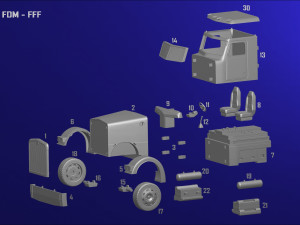american heavy truck peterbilt custom model printing file stl for 3d printer fdm-fff dlp-sla-sls 3D Baskı Modeli