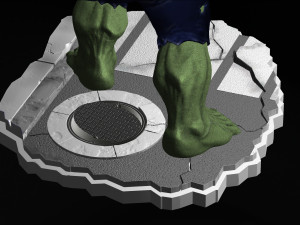 hulk from movie the incredible hulk 2008 with edward norton file stl 3d print model two versions Model do druku 3D