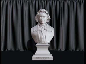 Ludwig van Beethoven Bust Model Printing Miniature Assembly File STL-OBJ for 3D Printer Model Cetak 3D